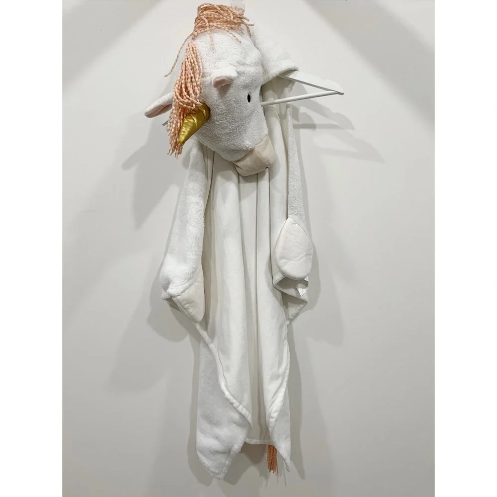 Pillowfort Unicorn Hooded Blanket White Plush Wearable Throw Kids 40x50